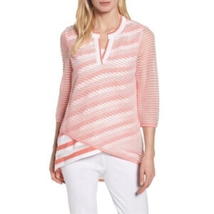 MING • NWT Coral White Striped Tunic